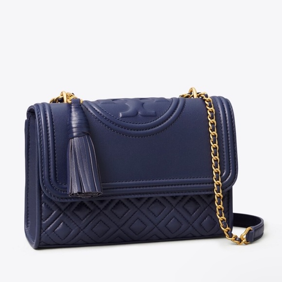 Tory Burch Handbags - TORY BURCH FLEMING SMALL CONVERTIBLE SHOULDER BAG ROYAL NAVY